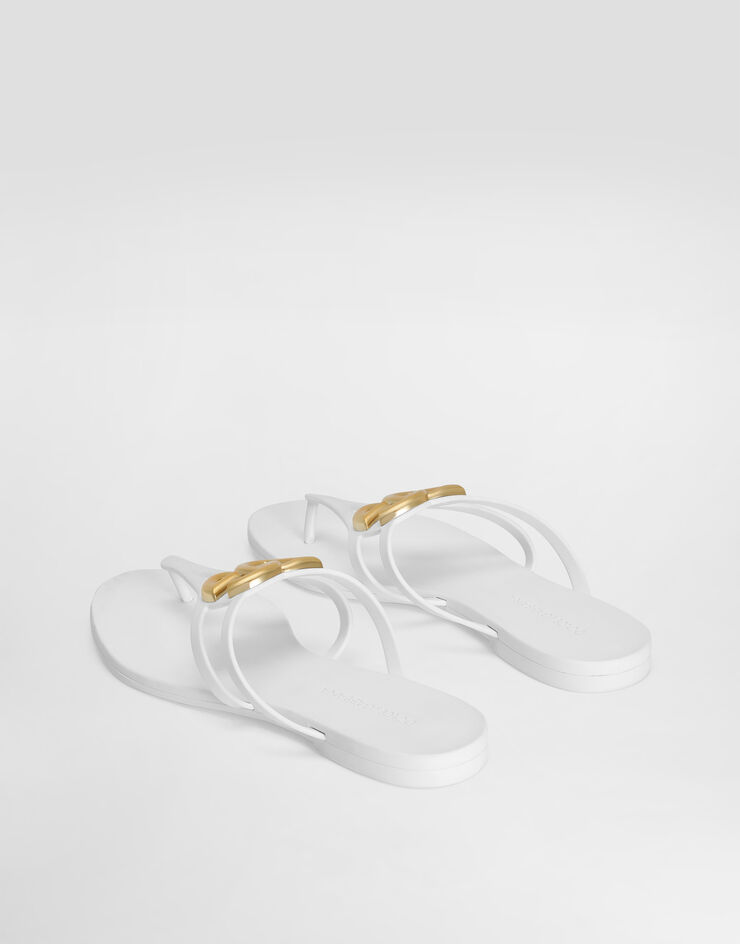 Dolce & Gabbana Rubber beachwear slides with logo White CW2418AY817