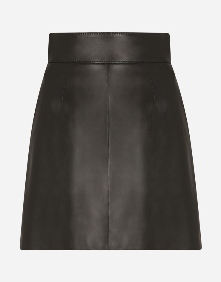 Dolce & Gabbana Mini-jupe évasée en cuir Noir F4BZ4LHULFY
