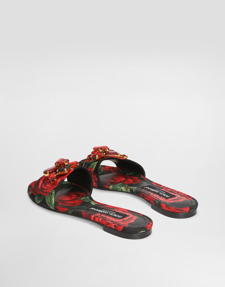 Dolce & Gabbana Rose-print brocade flat slides Multicolor CQ0723A0745