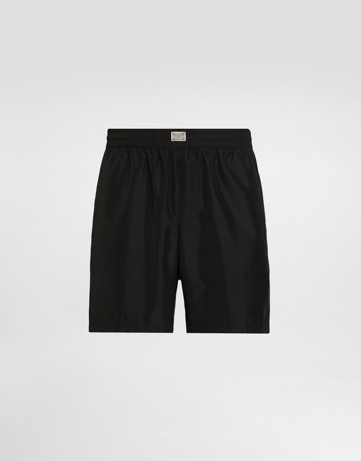 Dolce & Gabbana Boxer da mare medio con placca Nero M4F36TONR46