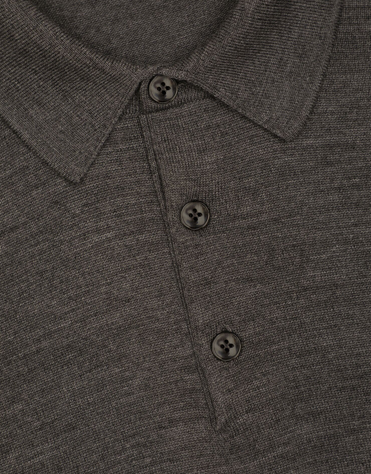 Dolce & Gabbana Wool polo-shirt with branded tag Grey GXO38TJCVC7