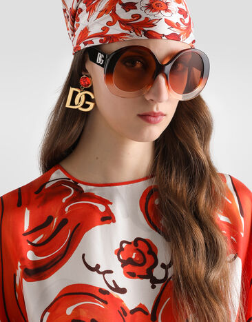 Dolce & Gabbana Clip earrings with logo Orange WER6M1W1111