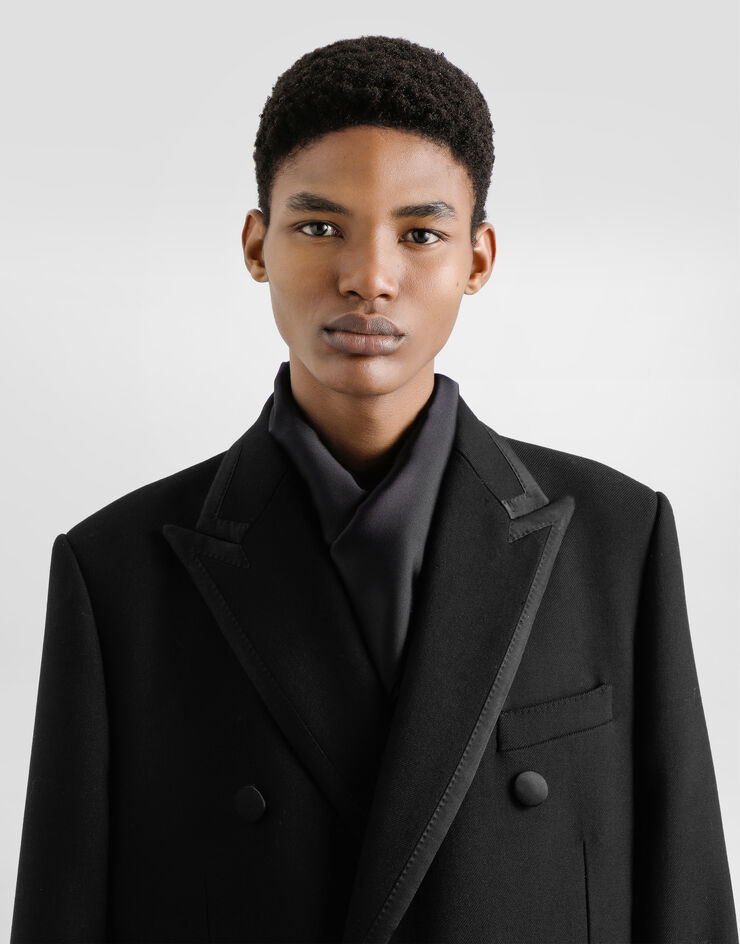 Dolce & Gabbana Double-breastedwool coat Black G055JTFUZD5