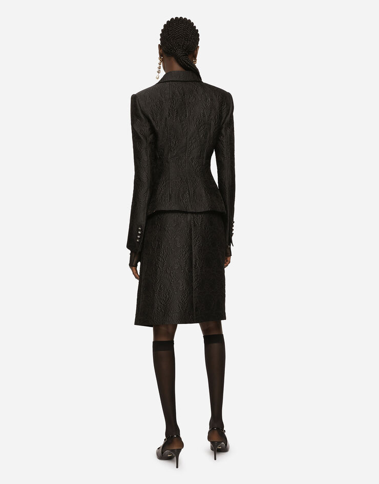 Dolce & Gabbana Single-breasted floral jacquard jacket Black F26S2THJMOK