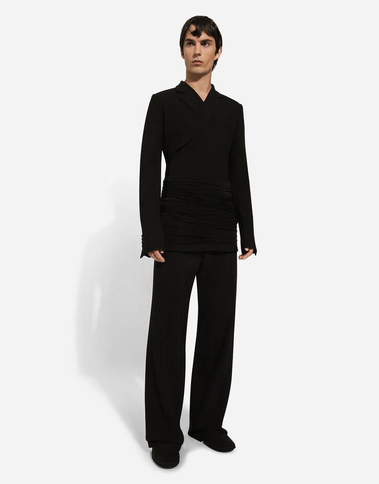 Dolce & Gabbana Pantalon jambe droite en laine stretch Noir GYZMHTFUBFY