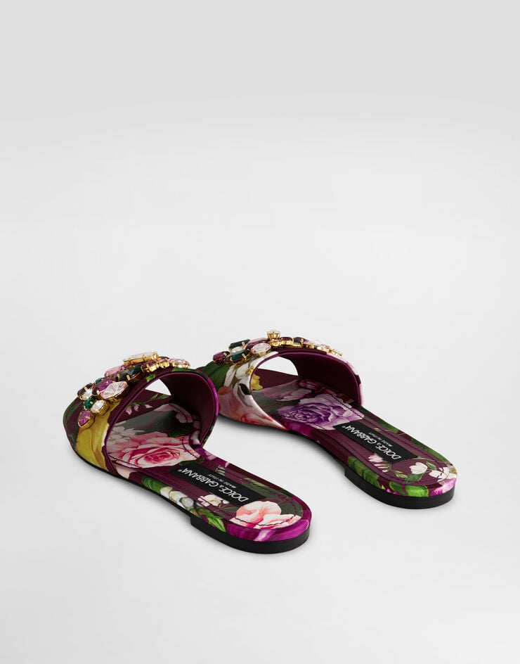Dolce & Gabbana Rose-print slippers with embroidery Multicolor CQ0637C9T24