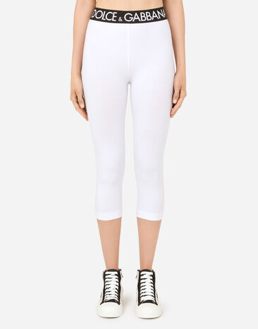 Dolce&Gabbana Jersey leggings with branded elastic Black F0B6ATHJMOK