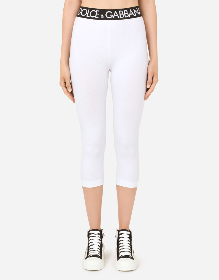 Dolce & Gabbana Jersey leggings with branded elastic White FTB5STFUEEY