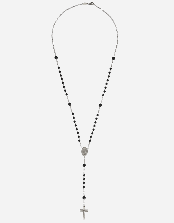 Dolce & Gabbana White gold rosary necklace Gold/Black WNHS1GWNFWH