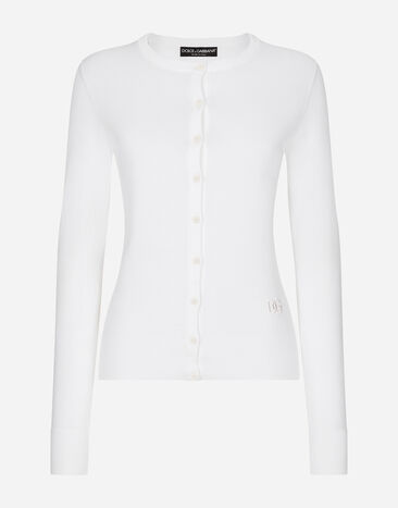 Dolce & Gabbana Silk round-neck cardigan White F29UCTFU1L6