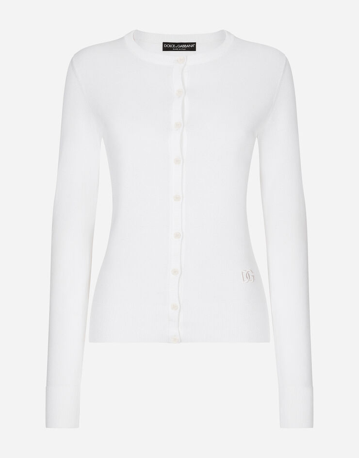 Dolce & Gabbana Cardigan ras de cou en soie Blanc FXJ16ZJEMM0