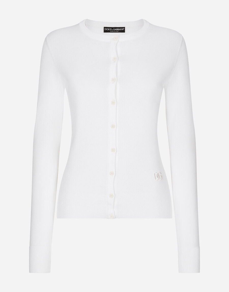 Silk round-neck cardigan