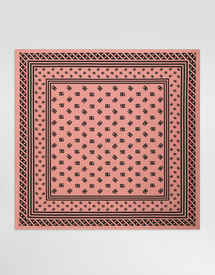 Silk twill foulard with all-over DG logo print (90x90)