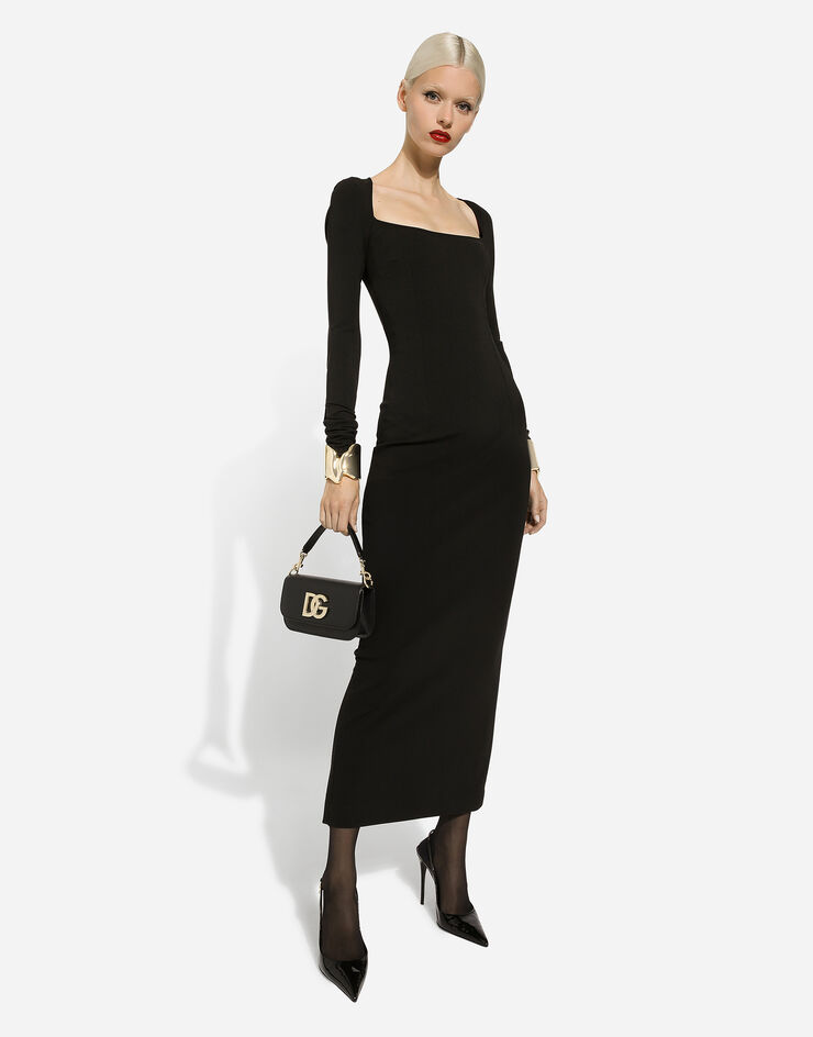 Dolce & Gabbana Vestido de tubo manga larga de punto milano: Negro F6DLUTFUGN7