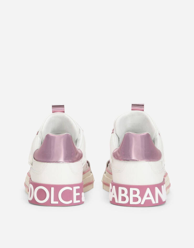 Dolce & Gabbana Calfskin 2.Zero Custom sneakers with contrasting details White/Pink CK1863AO541