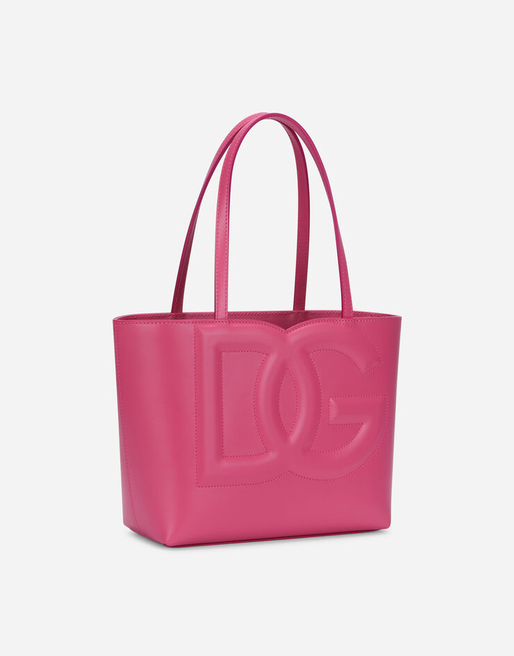 Dolce & Gabbana حقيبة تسوق صغيرة DG Logo Bag من جلد عجل أرجواني BB7337AW576