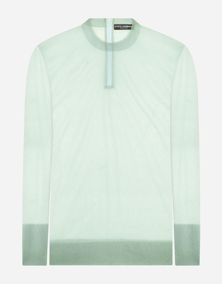 Dolce & Gabbana Ribbed technical yarn round-neck sweater زبرجدي GXI56TJCMZ4
