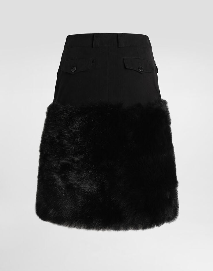 Dolce & Gabbana تنورة ميدي بفرو Black F4DAWFGDDIH