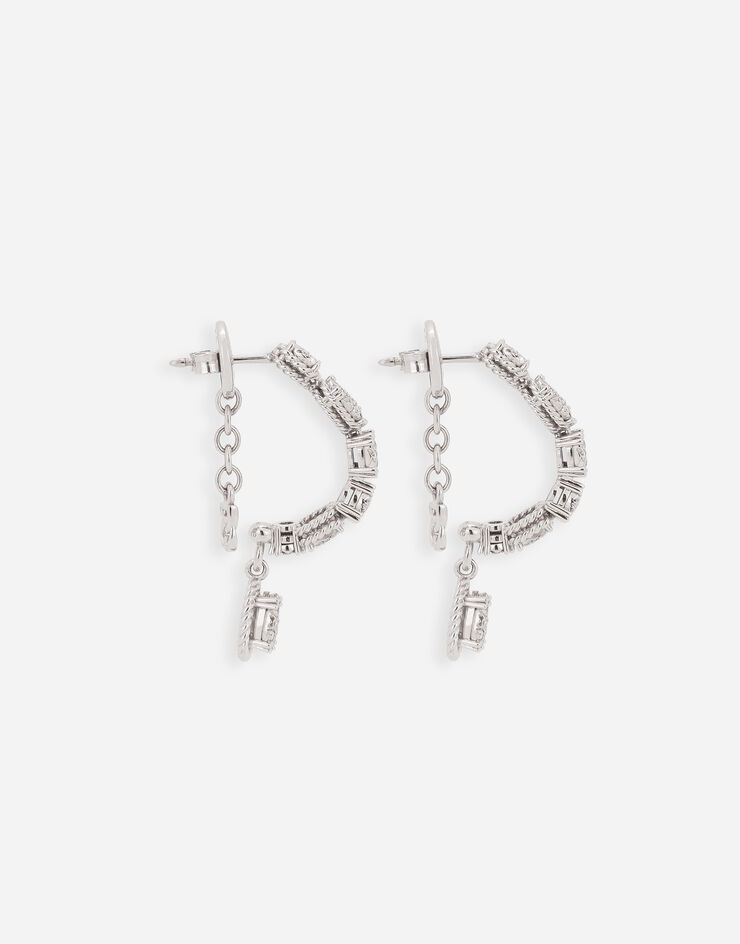 Dolce & Gabbana Boucles d’oreilles Easy Diamond en or blanc 18 ct avec pavé de diamants Blanc WEQD1GWPAVE