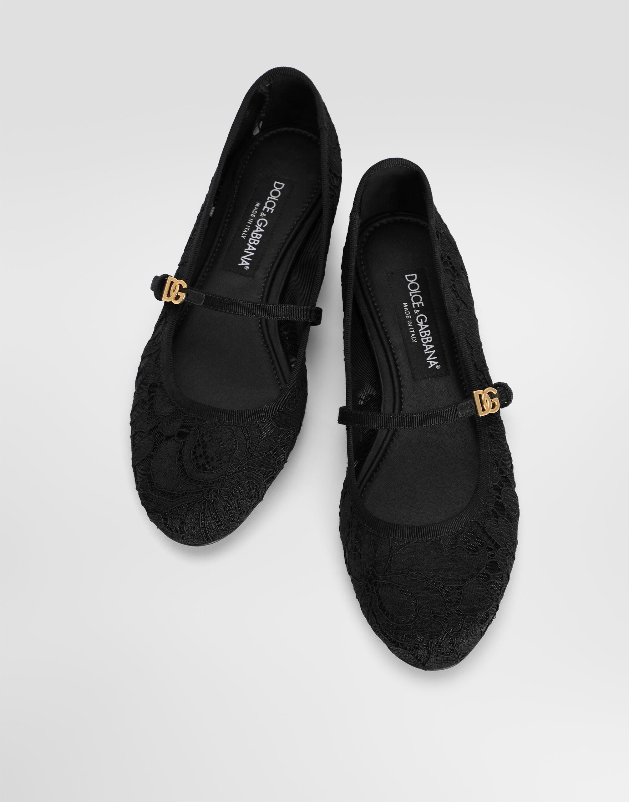 ブラックのウィメンズ レース バレエ フラット | Dolce&Gabbana®