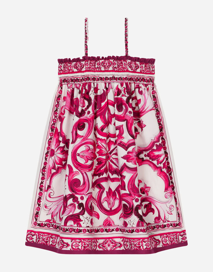 Dolce & Gabbana Abito prendisole in popeline stampa maiolica Multicolor L53DM9G7J6K
