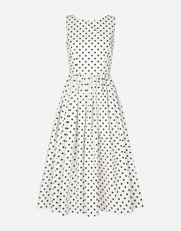 Dolce & Gabbana Cotton calf-length circle dress with polka-dot print Black F290XTFU28D