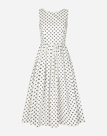 Dolce & Gabbana Cotton calf-length circle dress with polka-dot print Print F6JJBTFSFNP