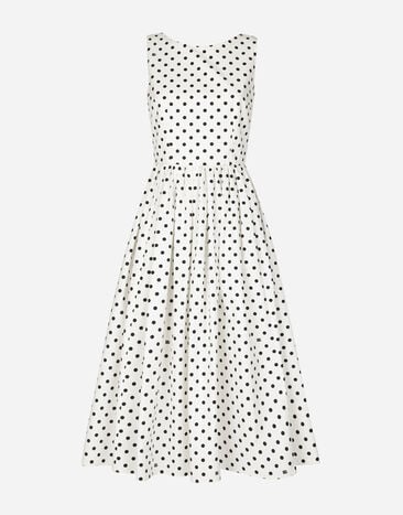 Dolce & Gabbana Vestido plato longuette de algodón con estampado de lunares Negro F290XTFU28D