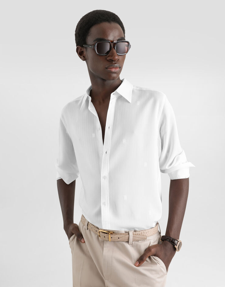 Dolce & Gabbana Martini shirt in dg barre jacquard White G5ML1TFJ1J4