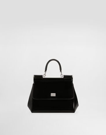 Dolce & Gabbana Small Sicily handbag in polished calfskin Black BB6003AI413