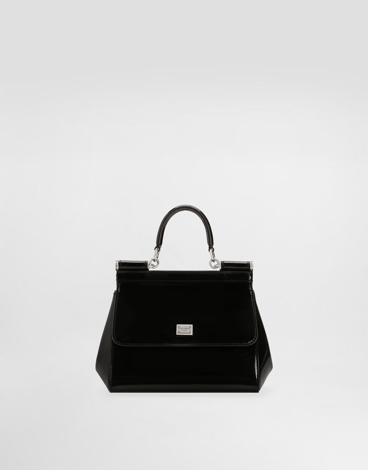 Dolce & Gabbana Small Sicily handbag in polished calfskin Black BB6003AI413