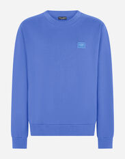 Dolce & Gabbana Jersey sweatshirt with branded plate Blue G9ASRTG7K3Z