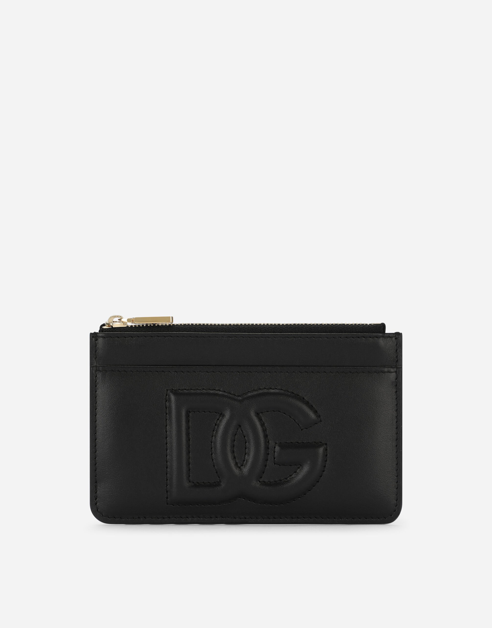Dolce & Gabbana Tarjetero DG Logo mediano en piel de becerro Negro BI1261AW576