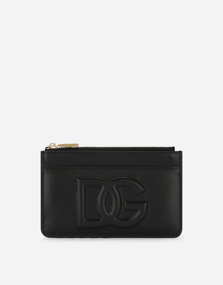 Dolce & Gabbana Porte-cartes Logo DG moyen format en cuir de veau Noir BI1261AG081