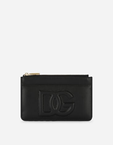 Dolce & Gabbana Porte-cartes Logo DG moyen format en cuir de veau Noir BI1261AW576