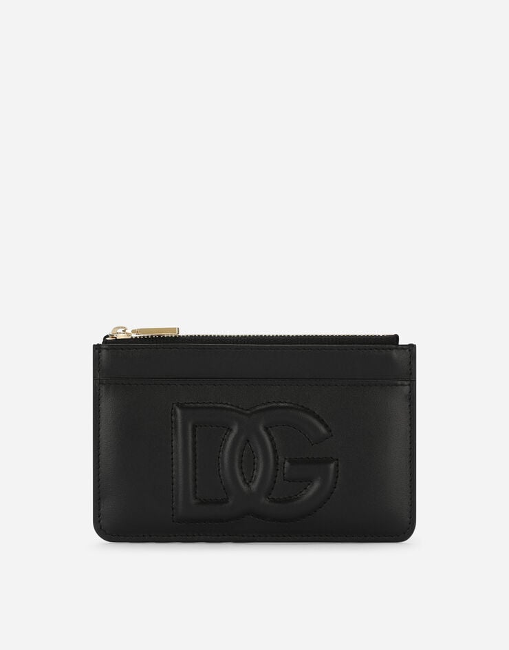 Dolce & Gabbana Medium calfskin card holder with DG logo  Black BI1261AG081