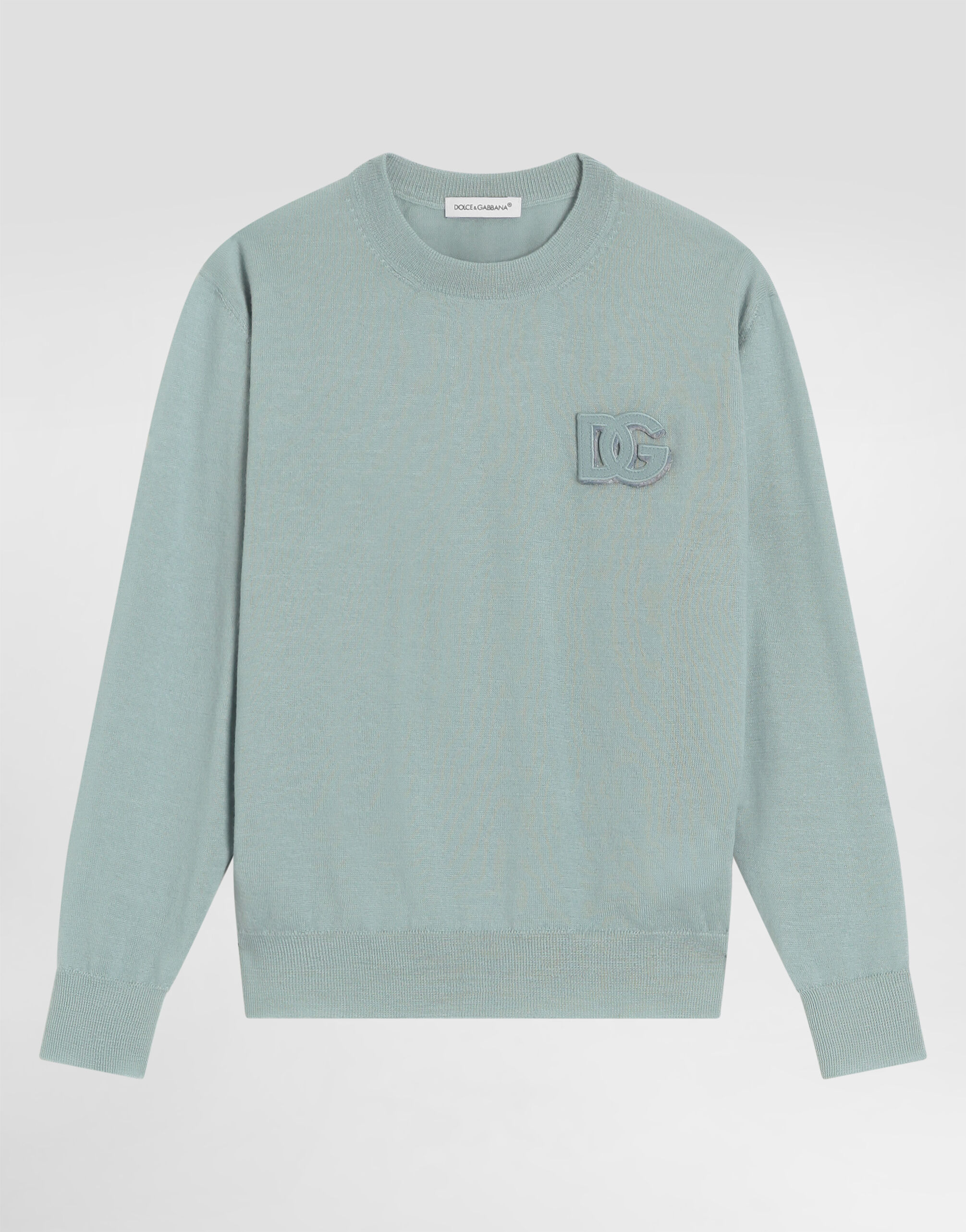 Smooth cashmere pullover in Azure for Boys | Dolce&Gabbana®