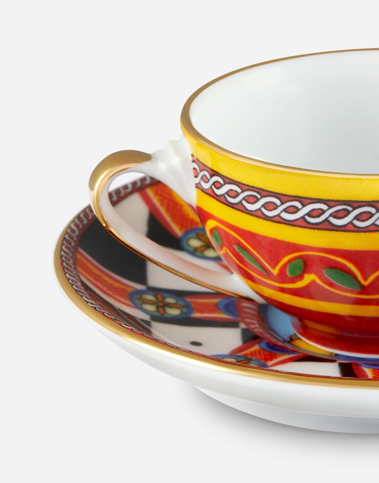 Dolce & Gabbana Tasse à Café avec Soucoupe en Porcelaine Multicolore TC0100TCA13