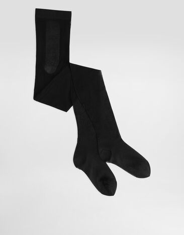 Dolce & Gabbana Nylon tights with jacquard DG logo Black O4A33TON02S