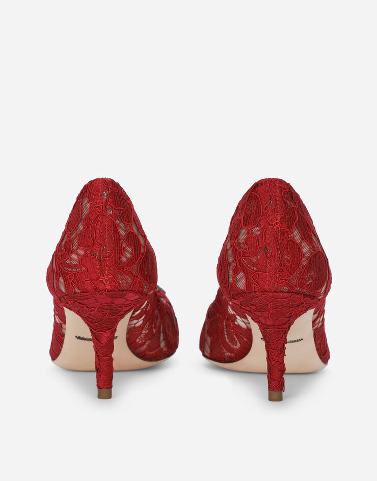 Dolce & Gabbana Lace rainbow pumps with brooch detailing Red CD0066AL198