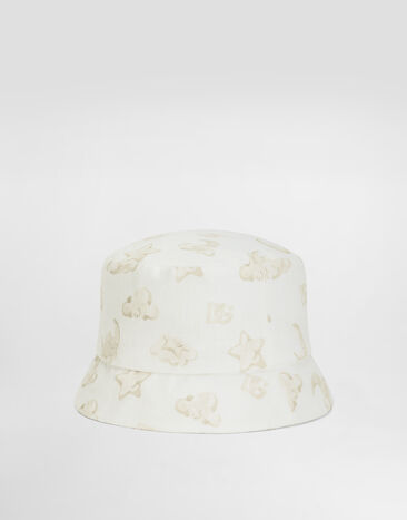 Dolce & Gabbana Fabric bucket hat with moon and stars print White LN5H60G7O7H