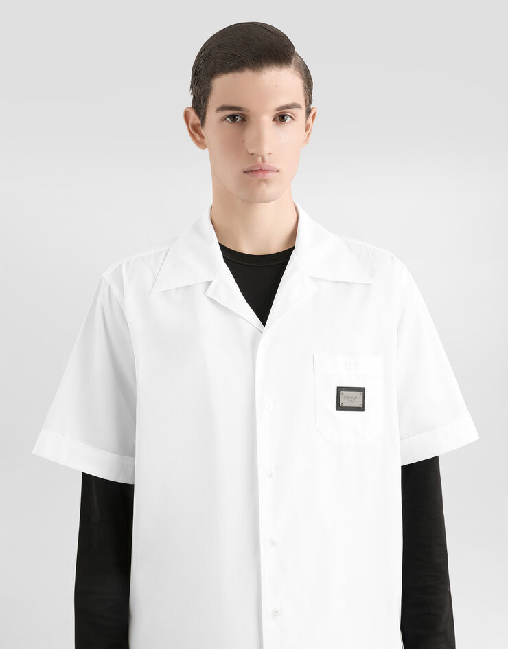 Dolce & Gabbana Cotton Hawaiian shirt with branded tag White G5JH9TGK307