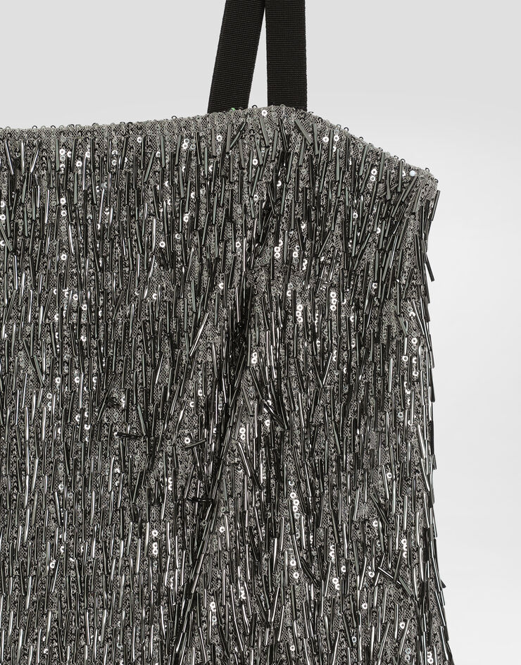 Dolce & Gabbana Kleid mit aufgestickten Pailletten Silver F60FNZFLSL5
