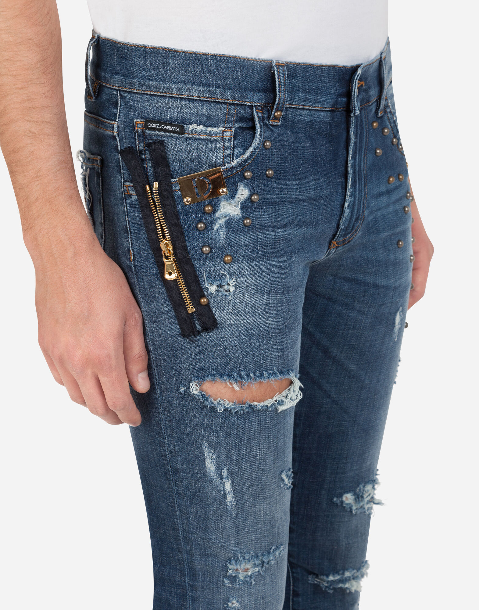 Skinny stretch jeans with zipper