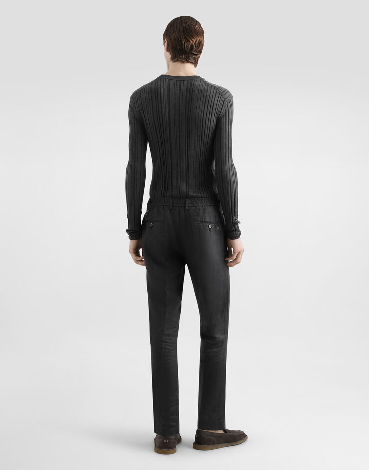 Dolce & Gabbana Hose aus Leinenstoff Délavé Grau GV4EEZFU4MF