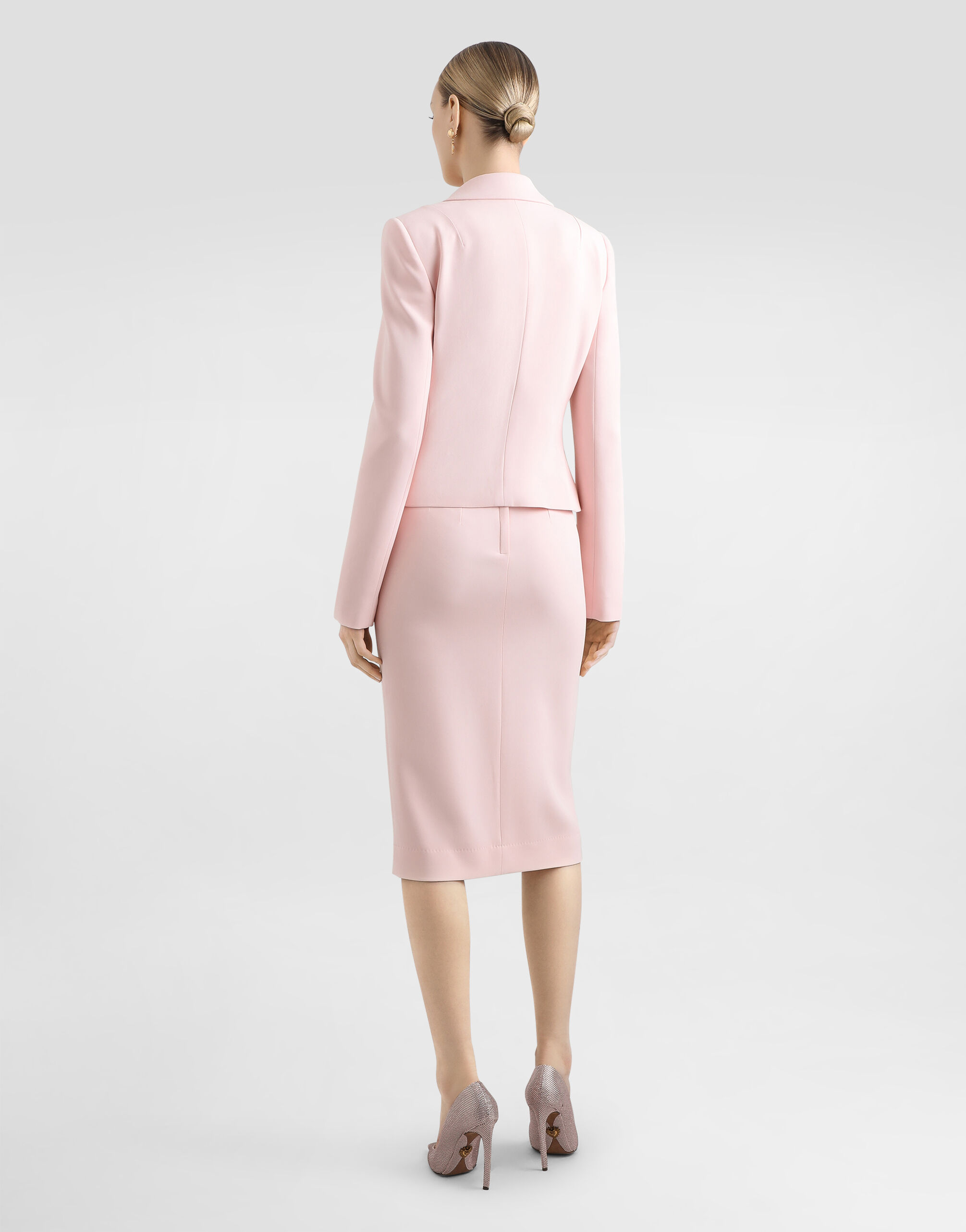 Single-breasted jacket in stretch cady in Pink for Women