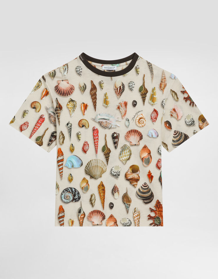 Dolce & Gabbana Shell-print short-sleeved jersey t-shirt Multicolor L4JTHVHS7QS