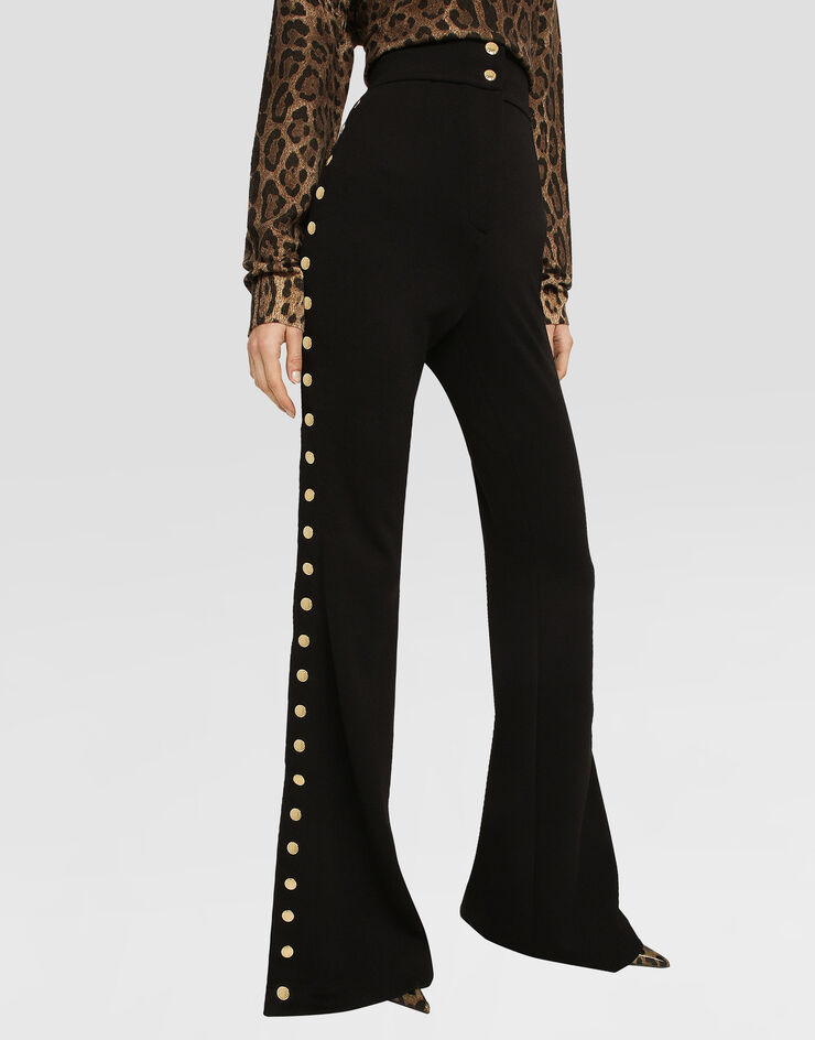 Dolce&Gabbana سروال Milano كامل مع أزرار أسفل الجانب أسود FTCYCTFUGI7