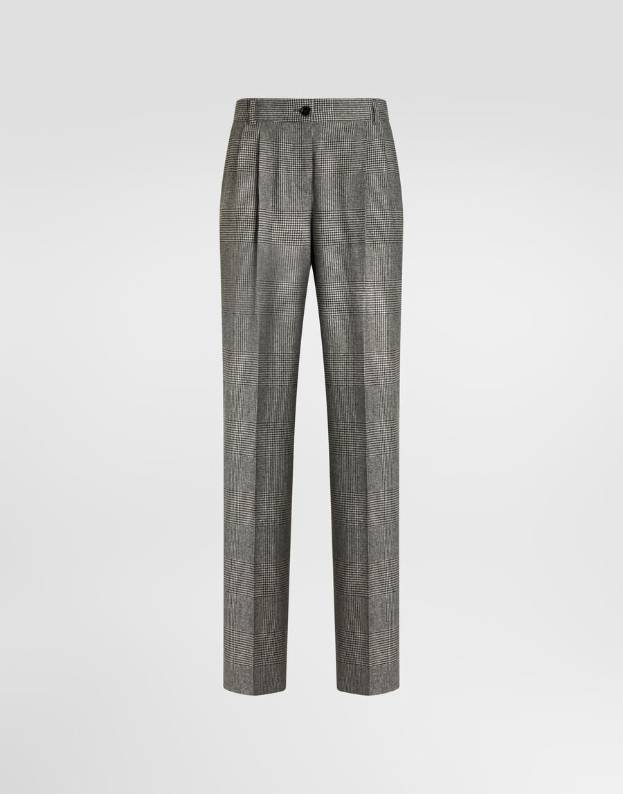 Glen plaid flannel trousers