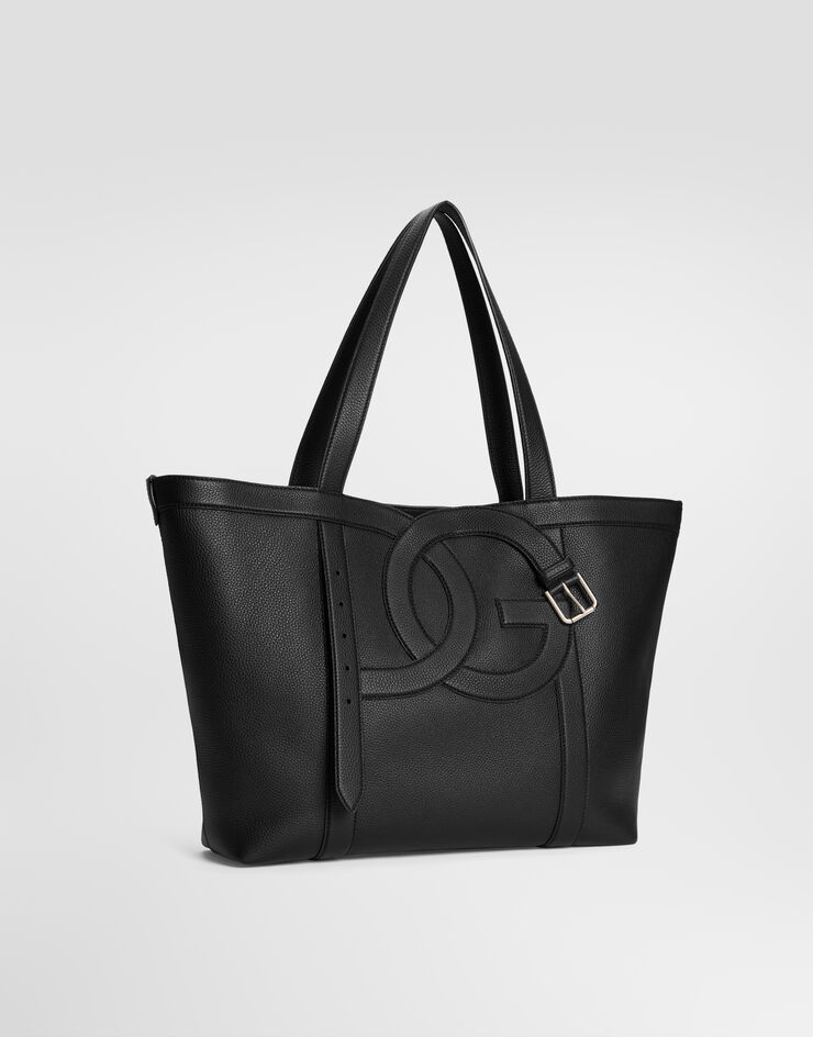 Dolce & Gabbana DG Belt calfskin shopping bag Black BM7951A3X80